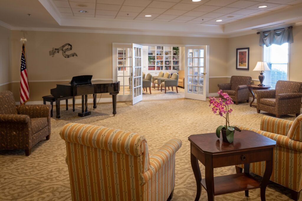 community room with piano